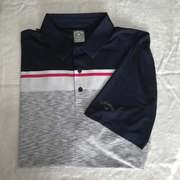 Callaway Golf Polo Short Sleeve Opti Dri Shirt Men’s XXL Navy Grey - Picture 1 of 6